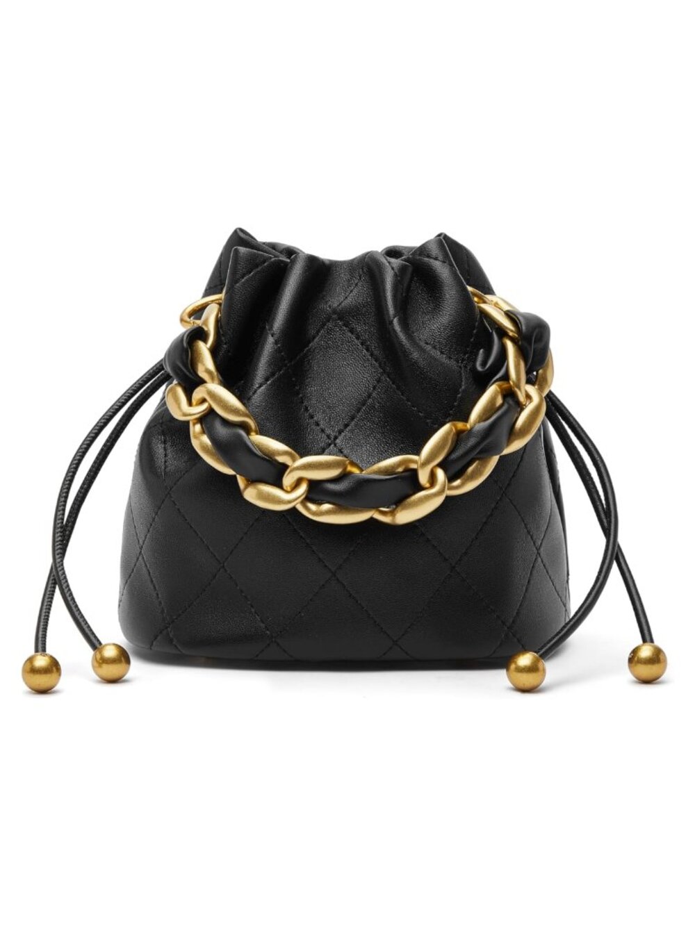 Women's Lambskin Leather Bucket Crossbody Bag Top Handle Quilted Purse